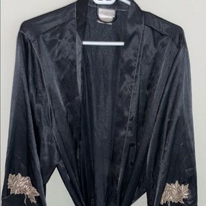 Black silky robe